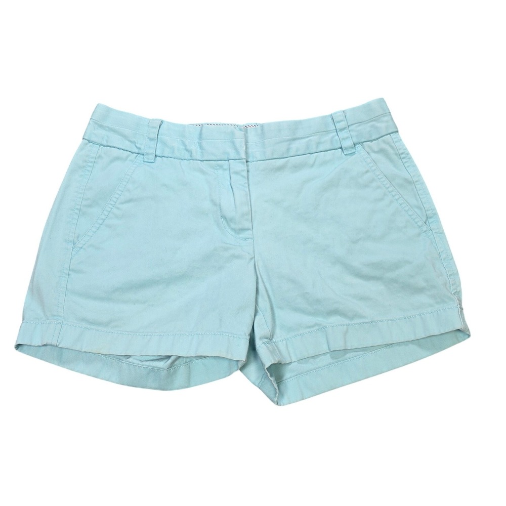 J.Crew Solid Chino Shorts Women's Size 0 Aqua Blue 100% Cotton Summer Casual